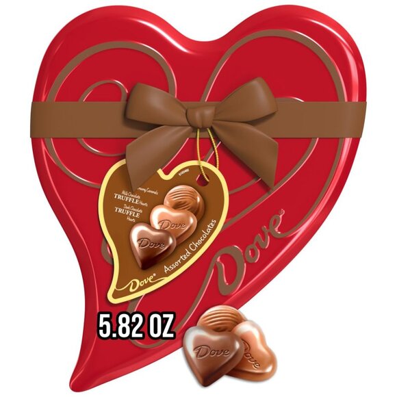Other - Assorted Chocolate Hearts & Truffles, 5.82 oz Heart Tin